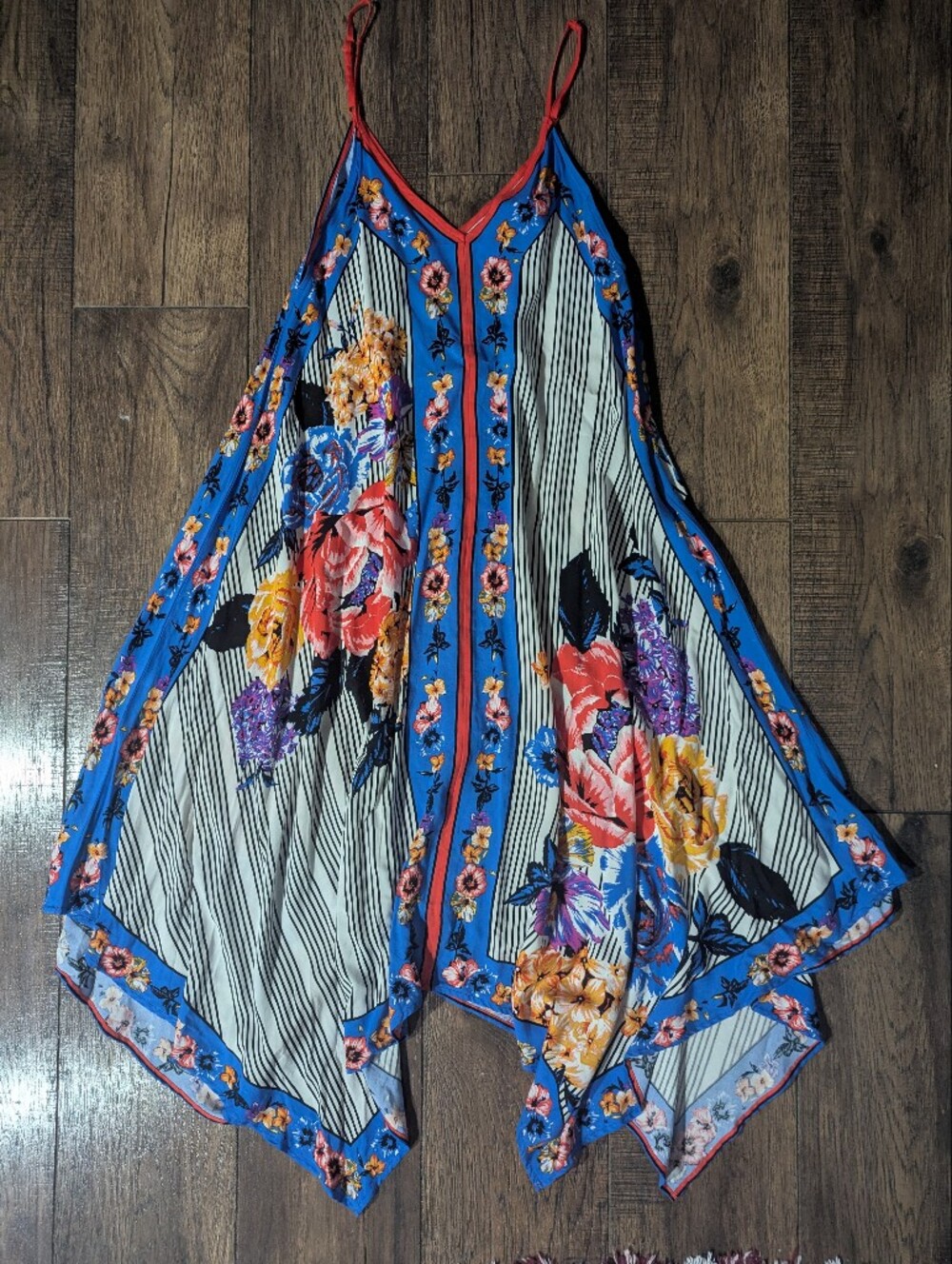 Flying Tomato Colorful Handkerchief Bohemian Floral Art Motif Mini Dress Size XS